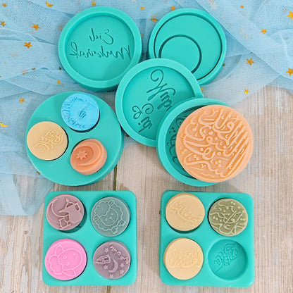 Mini Eid Mubarak Chocolate Biscuit Silicone Mold Fondant Cookie Sugar Cake Decorative Islamic Muslim Festival Baking Accessories