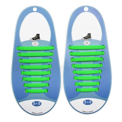 16pcs/lot Shoes Accessories Elastic Silicone Shoelaces Elastic Shoelace Creative Lazy Silicone Laces No Tie Rubber Lace