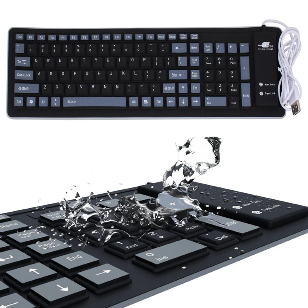NEW Wireless Bluetooth Keyboard Foldable Roll Up Silent 87key Keypads Soft Silicone Flexible Teclado For PC Tablet