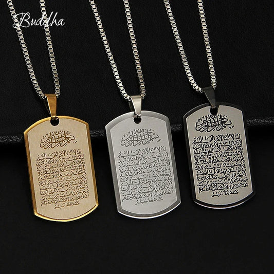 Wholesale NEW Muslim Pendant Necklace Stainless Steel with Rope Chain Men Women Islamic Quran Arab Fashion Jewelry