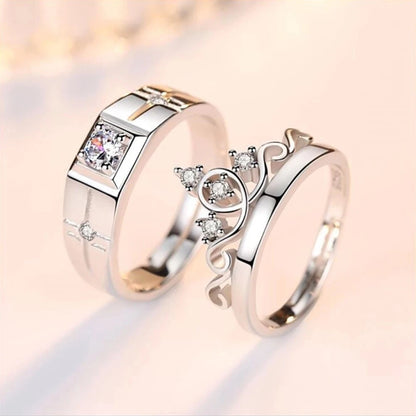 925 sterling silver new jewelry fashion couple ring engagement wedding anniversary gift woman man crown open ring