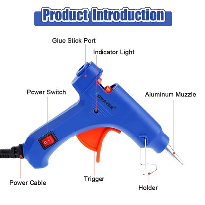 Hot Melt Glue Gun with 7mm*100m Glue Sticks 20W Electric Mini Household Heat Temperature Thermo Tool Industrial Repair Tools Gun