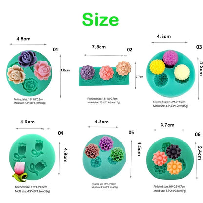 Mini Flowers Series Silicone Mold DIY Handmade Fondant Cake Baking Chocolate Sugar Cake Tool Resin Polymer Clay Making Mould