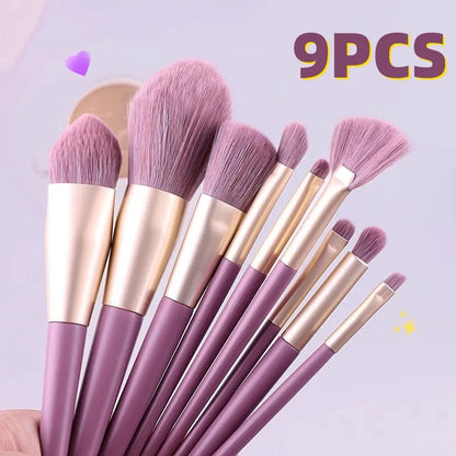 9Pcs Purple Makeup Brushes Set Super Soft Eyeshadow Eyebrow Brush Cosmetics Foundation Blush Contour Makeup Brushes Beauty Tools