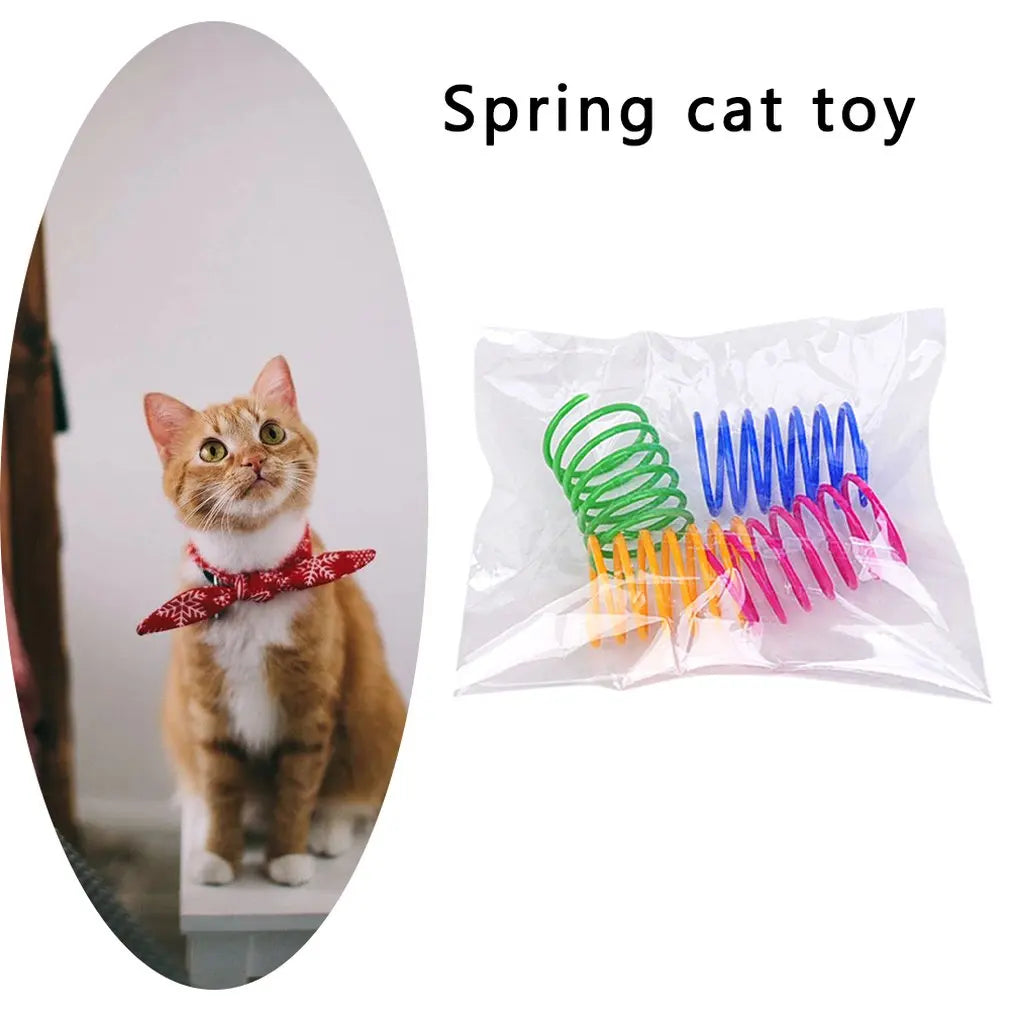 4pcs Kitten Cat Toys Wide Durable Heavy Gauge Cat Spring Toy Colorful Springs Cat Pet Toy Coil Spiral Springs Pet Intera