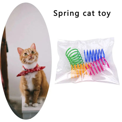 4pcs Kitten Cat Toys Wide Durable Heavy Gauge Cat Spring Toy Colorful Springs Cat Pet Toy Coil Spiral Springs Pet Intera