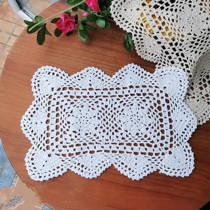 Popular cotton handmade flower crochet placemat cup coaster Christmas table place mat cloth coffee dish doily wedding Party pad