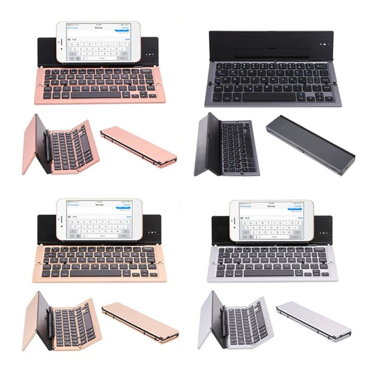 Foldable Rechargeable Keyboard Mini Wireless Bluetooth-compatible Keyboards Aluminum Alloy Portable Travel Office Home