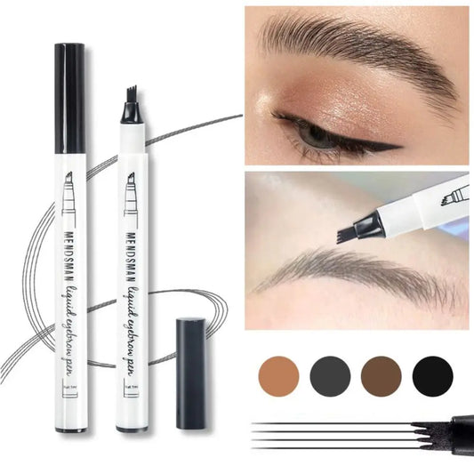 Eyebrow Enhancers 4 Points Eyebrow Pencil Waterproof Non-smudge Four Fork Tip Liquid Eyebrow Pen Quick Dry Long Lasting