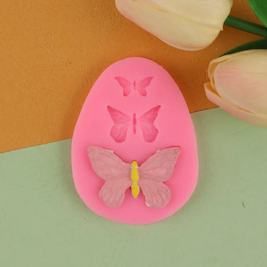 Three Butterflies Flipping Sugar Silicone Mold Handmade Soap DIY Cake Decoration Chocolate Lace Baking Tool 15-15