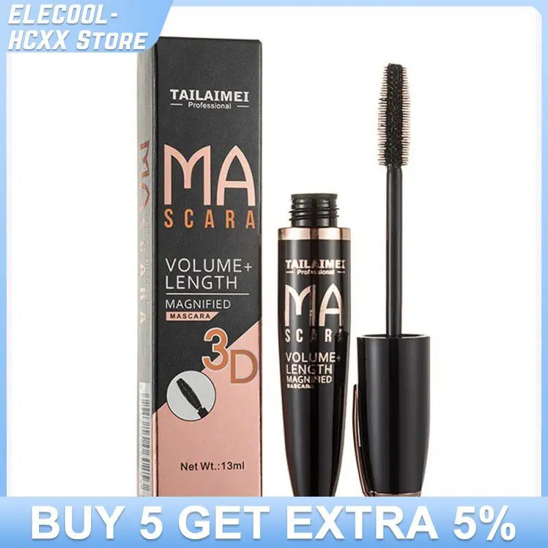 TLM Black 3D Mascara Waterproof Anti-sweat Mascara Lengthens Eyelashes Extension Black Silk Fiber Mascara Female Makeup Cosmetic