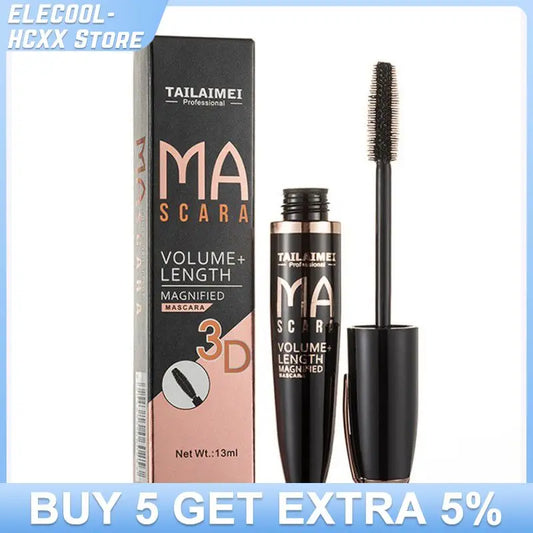 TLM Black 3D Mascara Waterproof Anti-sweat Mascara Lengthens Eyelashes Extension Black Silk Fiber Mascara Female Makeup Cosmetic