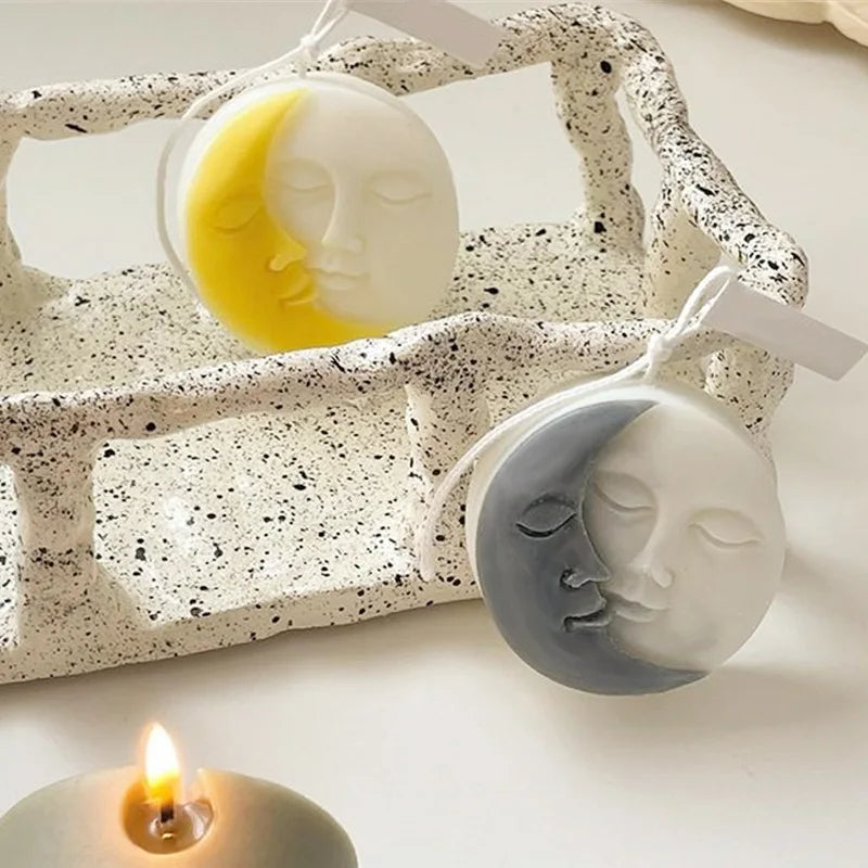 Warm Moon Sun Face Candle Silicone Mold DIY Handmade Soap Candle Jewelry Craft Candle Mold Candle Making Supplies Craft Gift