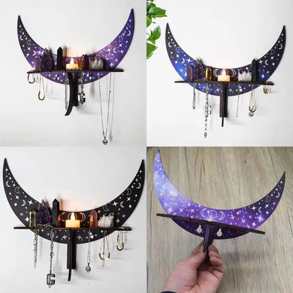Bohemian Wooden Decorative Shelf Rack Jewelry Candlestick Aromatherapy Display Stand For Home Decoration Room Decor Wall Shelf