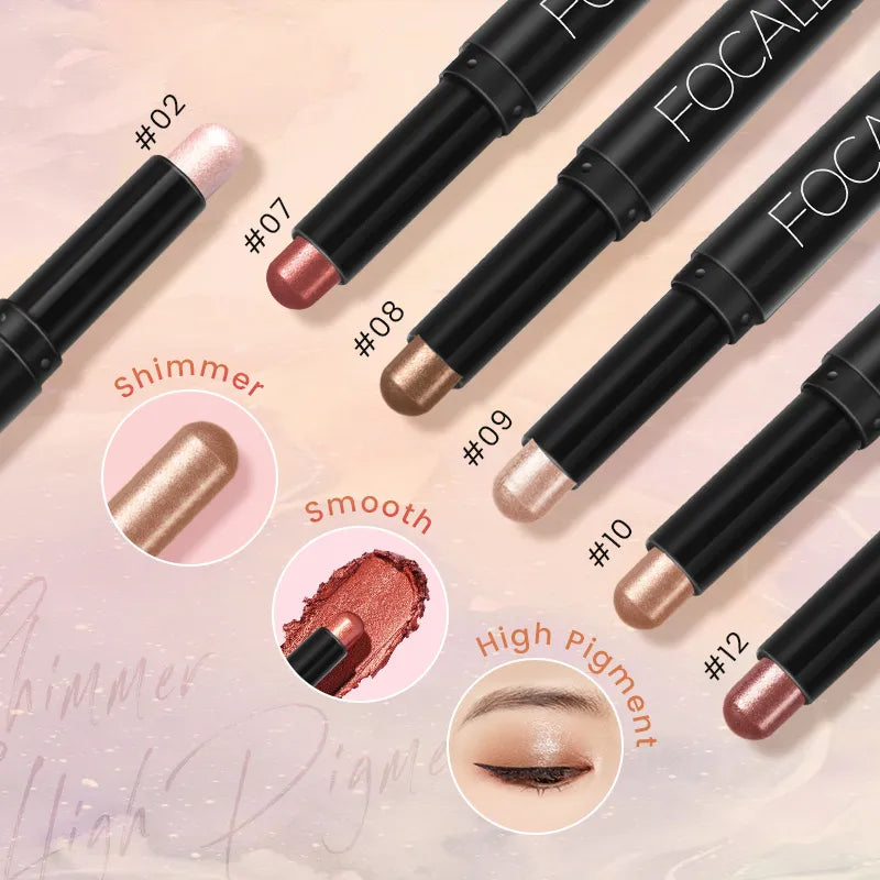 FOCALLURE 24 Colors Pearlescent Eyeshadow Pencil Waterproof Glitter