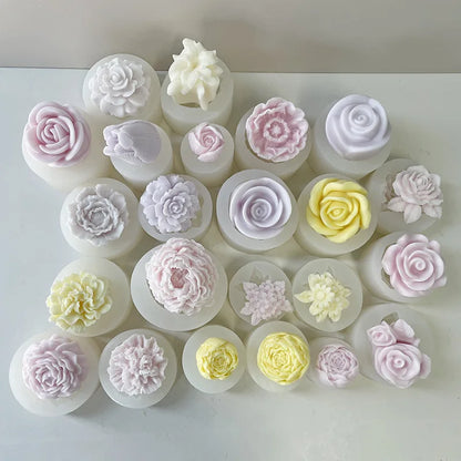 Full Series 3D Flower Candle Silicone Mold Homemade Handmade Soap Plaster Resin DIY Chocolate Ice Cake Decoration Baking Mould