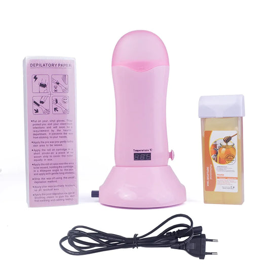 Epilatory Waxing Kit Electric Wax Warmer Rolling Depilatory Wax Heater Machine For Hair Removal Paraffin Heater with Honey Scent