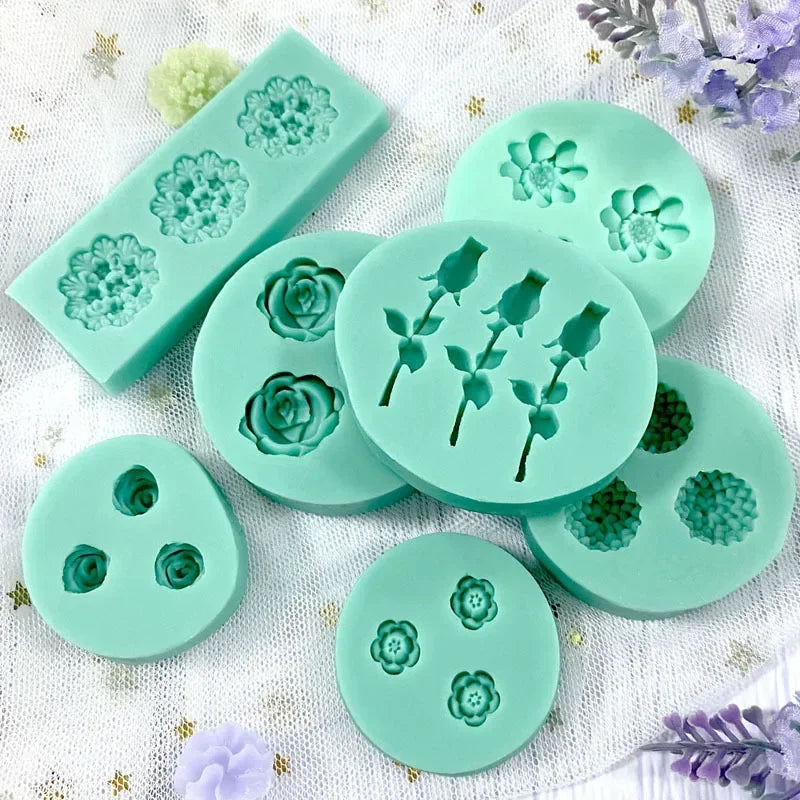 Mini Flowers Series Silicone Mold DIY Handmade Fondant Cake Baking Chocolate Sugar Cake Tool Resin Polymer Clay Making Mould