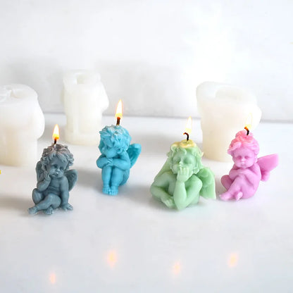 3D Little Angel Candle Silicone Mold Diy Handmade Cute Girl Angel Soap Plaster Crafts Decorative Resin Make Mould Party Gifts