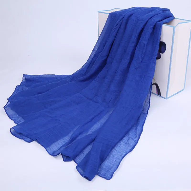 180*50cm Candy Colored Women Scarf Cotton Linen Long Scarf Solid Color Soft Scarves Shawls For Lady Muslim Hijab Muffler Scarf