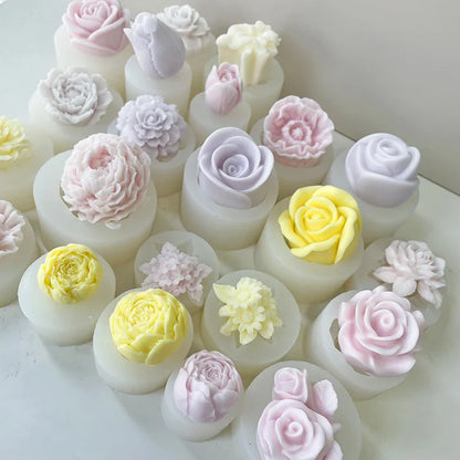 Full Series 3D Flower Candle Silicone Mold Homemade Handmade Soap Plaster Resin DIY Chocolate Ice Cake Decoration Baking Mould