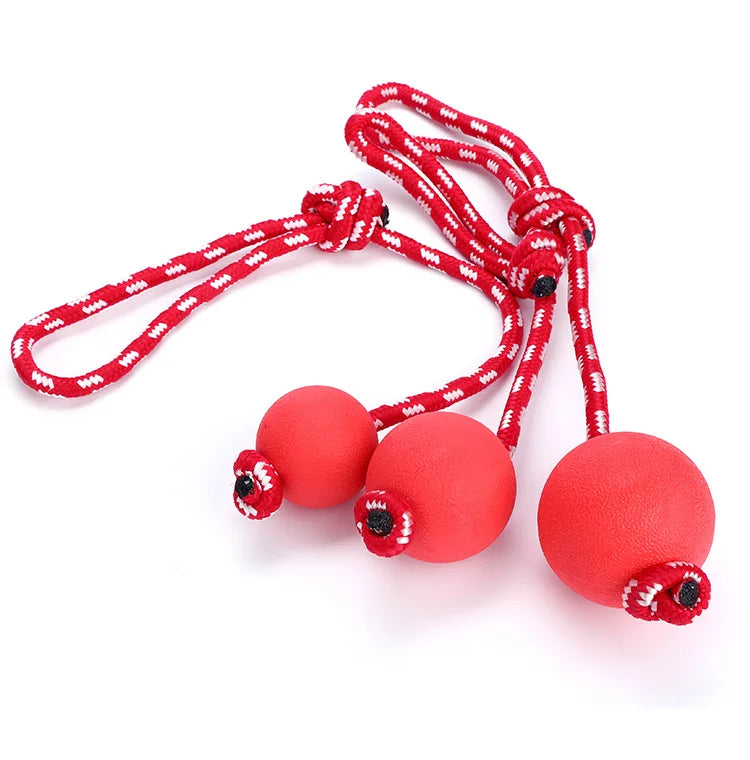 Red rope 7CM pet chew-resistant solid rubber elastic ball toy dog training ball