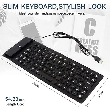 Silicone Mute Soft Keyboard 85-key Computer Keyboard  USB Wired Keyboard Portable Mini Laptop Pc Folding Waterproof Keyboard