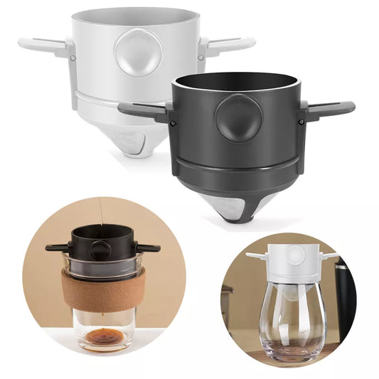 Portable Foldable Coffee Filter Stainless Steel Easy Clean Reusable Coffee Funnel Paperless Pour Over Holder Coffee Drippers