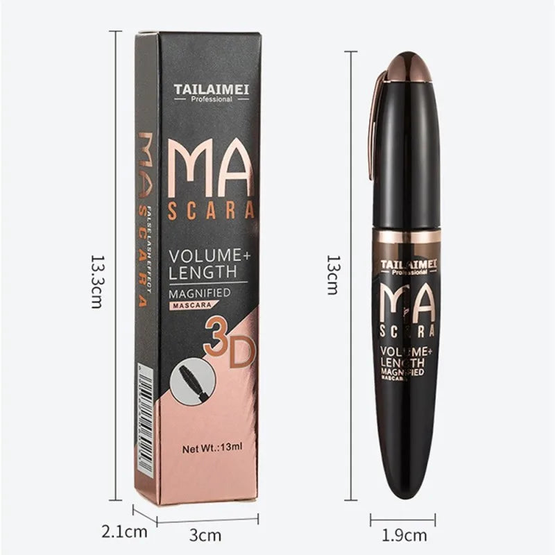 TLM Black 3D Mascara Waterproof Anti-sweat Mascara Lengthens Eyelashes Extension Black Silk Fiber Mascara Female Makeup Cosmetic