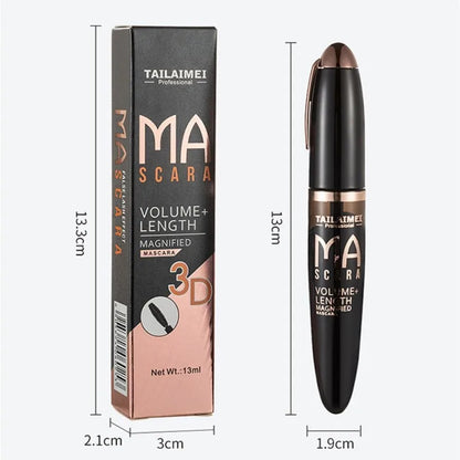 TLM Black 3D Mascara Waterproof Anti-sweat Mascara Lengthens Eyelashes Extension Black Silk Fiber Mascara Female Makeup Cosmetic