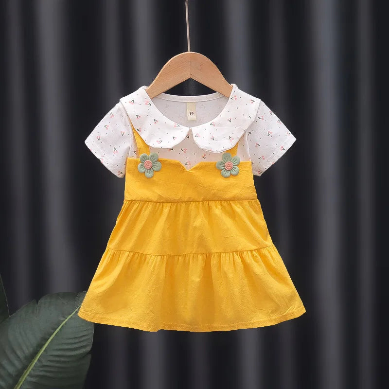 Summer Baby Girl Dress Doll Collar A-Line Princess Dress Flower Wedding Costume Casual Children Clothing Kid Outfit Infant A1023