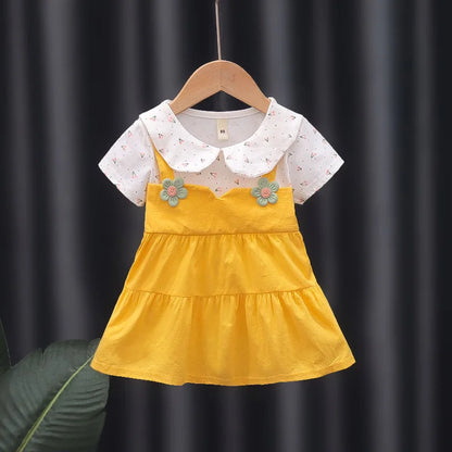 Summer Baby Girl Dress Doll Collar A-Line Princess Dress Flower Wedding Costume Casual Children Clothing Kid Outfit Infant A1023