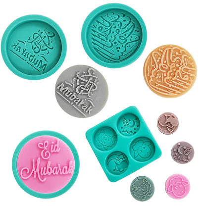 Mini Eid Mubarak Chocolate Biscuit Silicone Mold Fondant Cookie Sugar Cake Decorative Islamic Muslim Festival Baking Accessories