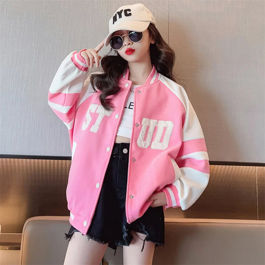 Spring Autumn Teenage Girls Jacket Children Fashion Baseball Uniform Sports Coat Birthday Gift 5 6 8 10 12 14 Years Kids Clothes