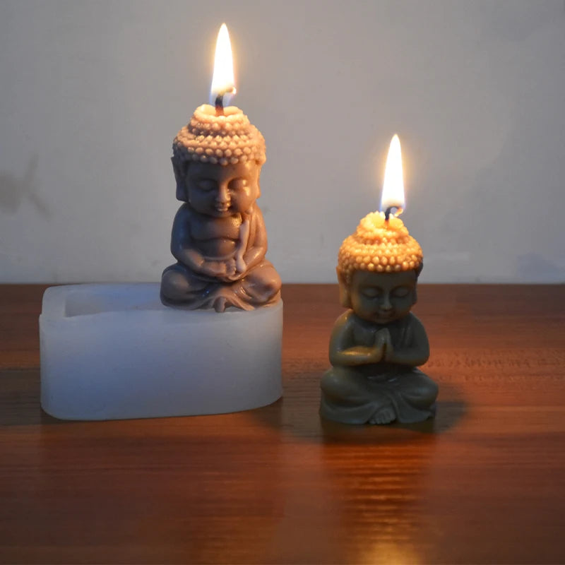 DIY Buddha Candle Silicone Mold 3D Buddha Gypsum Soap Cement Resin Mold Festival Gift Making Church Candle Production Supplies