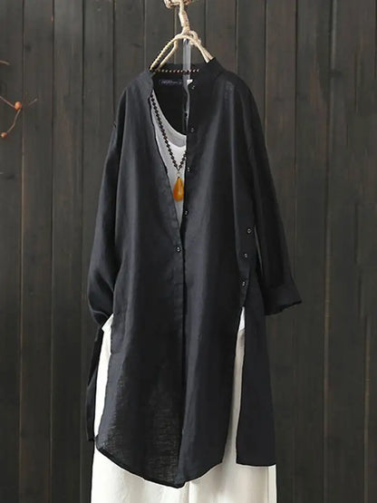ZANZEA 2023 Summer Solid Long Shirt Women Casual Lapel Long Sleeve Tunic Tops Vintage Cotton Summer Blouse Oversize  OL Cardigan