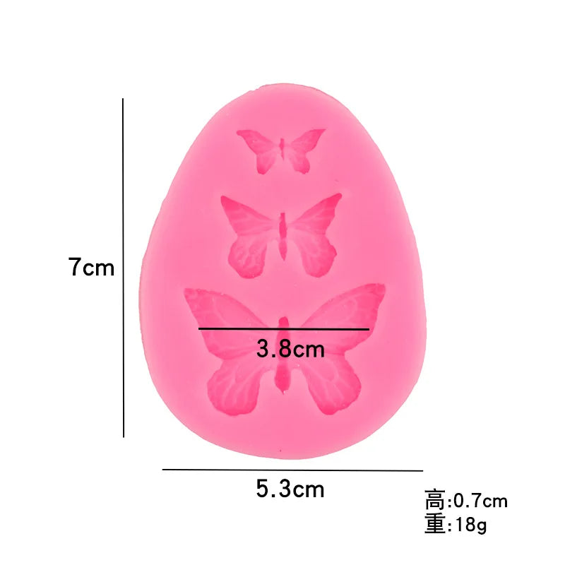 Three Butterflies Flipping Sugar Silicone Mold Handmade Soap DIY Cake Decoration Chocolate Lace Baking Tool 15-15