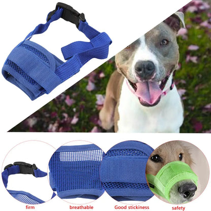 Nylon Puppy Dog Pet Mouth Bound Device Mask Safety Adjustable Breathable Muzzle Stop Biting Anti Bark Bite Mesh Small Large Dogs