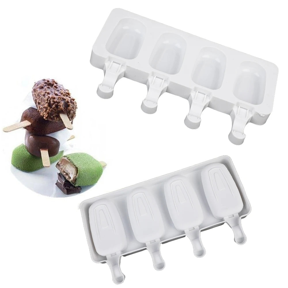 1PC Homemade Food Grade Silicone Ice Cream Molds 2 Size Ice lolly Moulds Freezer Ice cream bar Molds Maker With Popsicle Sticks