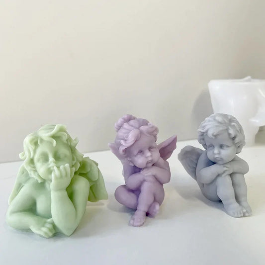 3D Little Angel Candle Silicone Mold Diy Handmade Cute Girl Angel Soap Plaster Crafts Decorative Resin Make Mould Party Gifts
