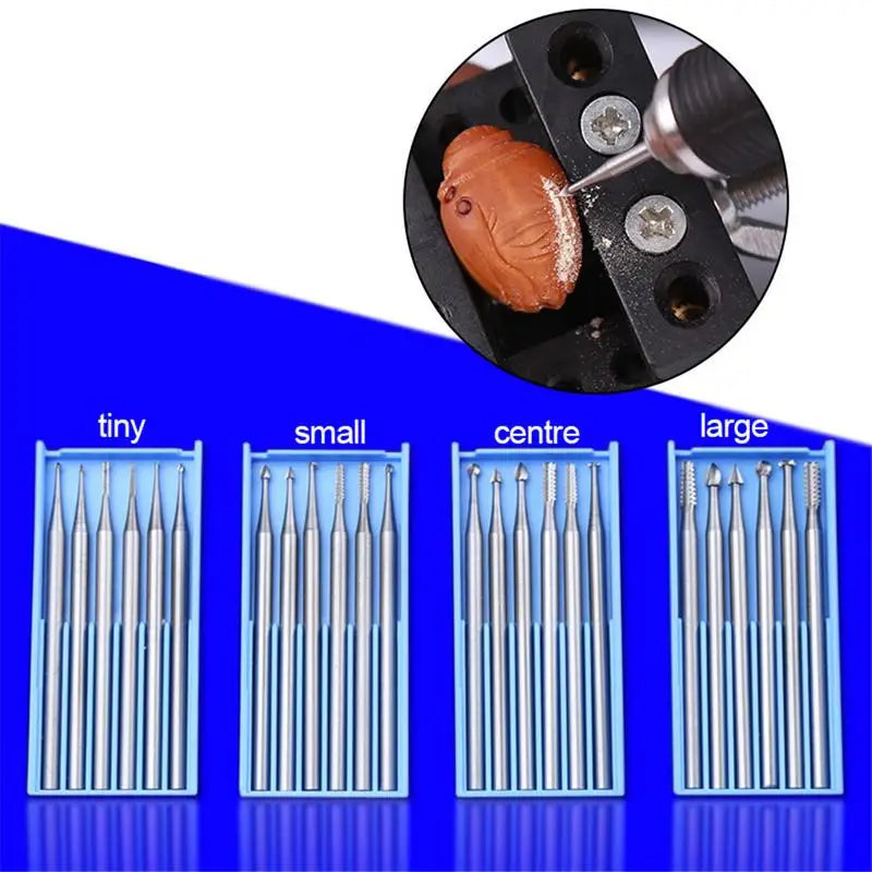 6pcs Microcarving Knife 2.35mm Diameter Burs Tungsten Steel Engraving Cutter Olive Core Carving Cutter Engraving Machine Set