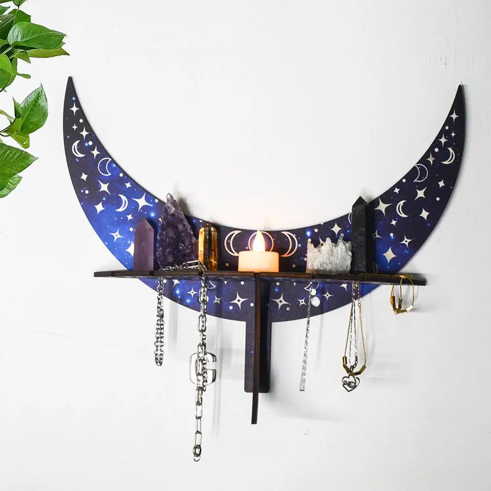 Bohemian Wooden Decorative Shelf Rack Jewelry Candlestick Aromatherapy Display Stand For Home Decoration Room Decor Wall Shelf