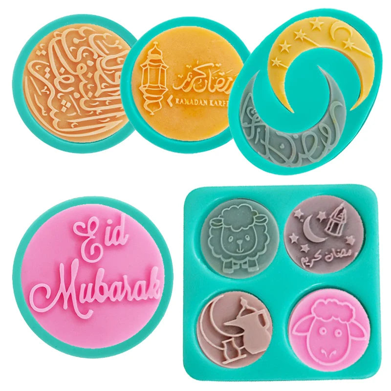 Mini Eid Mubarak Chocolate Biscuit Silicone Mold Fondant Cookie Sugar Cake Decorative Islamic Muslim Festival Baking Accessories