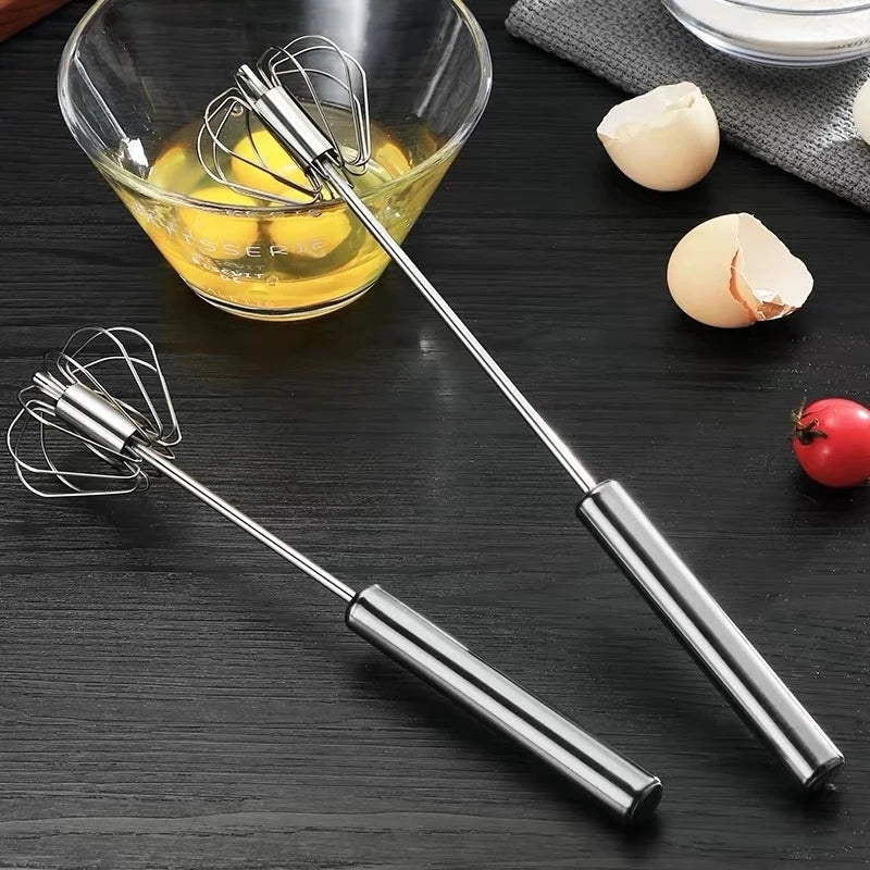 Household Semi-Automatic Rotating Egg Beater Stainless Steel Turning Cream Utensils Whisk Manual Mixer Kitchen Egg Tool