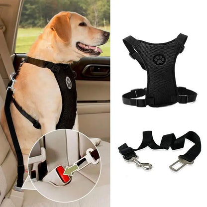 NEW Breathable Mesh Dog Harness With Adjustable Straps Pet Harness With Car Automotive Seat Safety Belt Dog Chest Straps