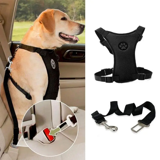 NEW Breathable Mesh Dog Harness With Adjustable Straps Pet Harness With Car Automotive Seat Safety Belt Dog Chest Straps