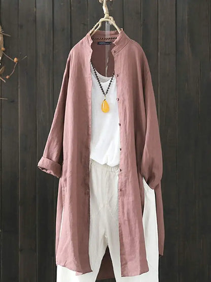 ZANZEA 2023 Summer Solid Long Shirt Women Casual Lapel Long Sleeve Tunic Tops Vintage Cotton Summer Blouse Oversize  OL Cardigan