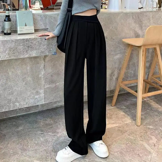 Women Suit Pants Straight Wide Leg Women Classic Suit Pants Vintage Palazzo OL Commute Casual Trousers Female High Waist Pants