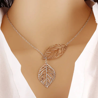 Delysia King   Leaf Necklace /double leaf clavicle chain