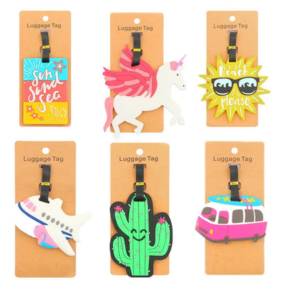 1PCS Luggage Tag Silicone Cartoon Cute Fruits Food Beach Style Suitcase Tags Name Address Holder Baggage Boarding Tags Label